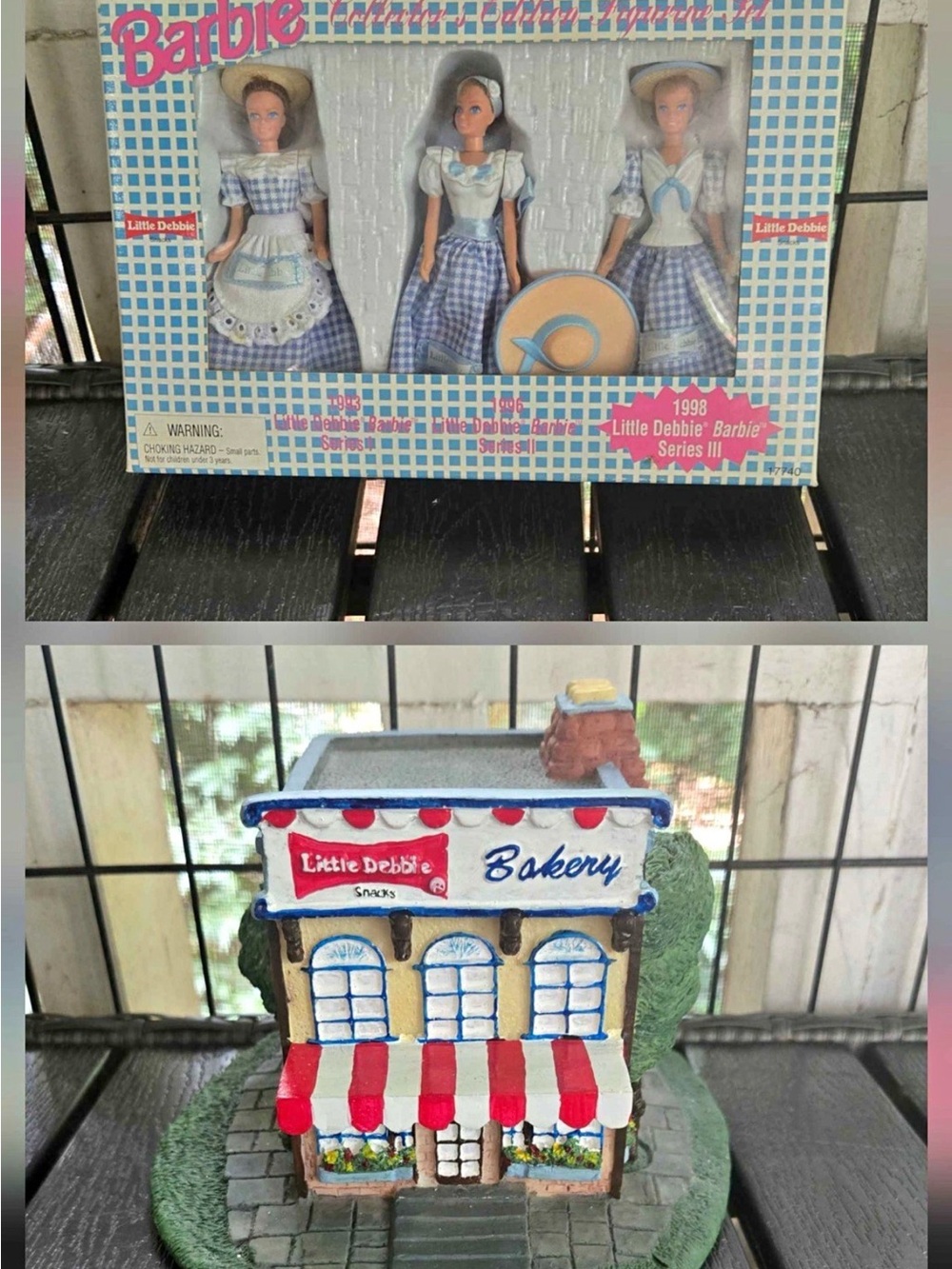 Mattel Little Debbie Barbie Doll Set Blue & White Plus Polyresin Bakery Shop